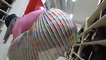 Voyeur Captures A Blonde'S Big Ass And Foot Fetish In A Public Shoe Store