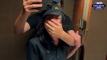 Public Sex Adventure In A Mcdonald'S Restroom After A Spilled Soda Incident