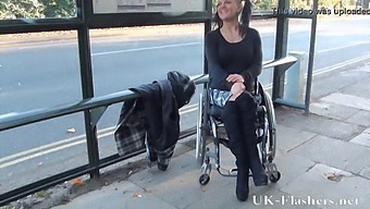 Exhibitionist Pornstar With A Disability Flashes In Public